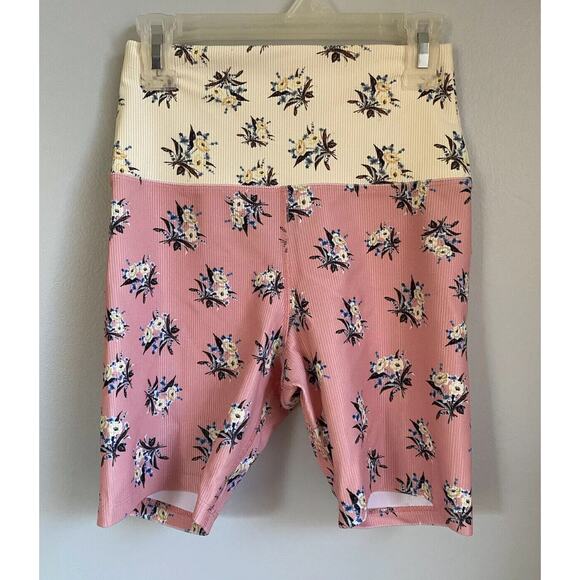 Beach Riot S Pink Yellow Floral Biker Shorts Printed Revolve Shopbop EUC Summer